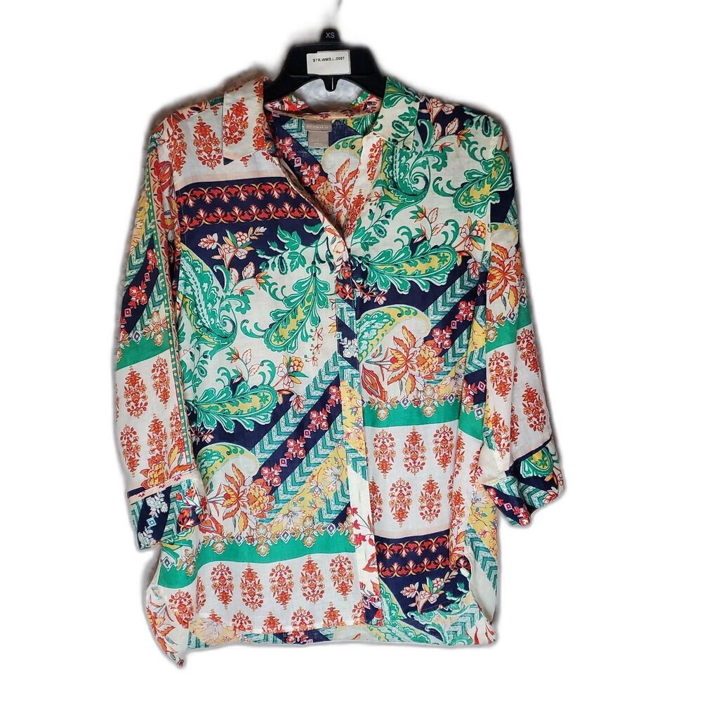 Chico's Floral Print Blouse Size L